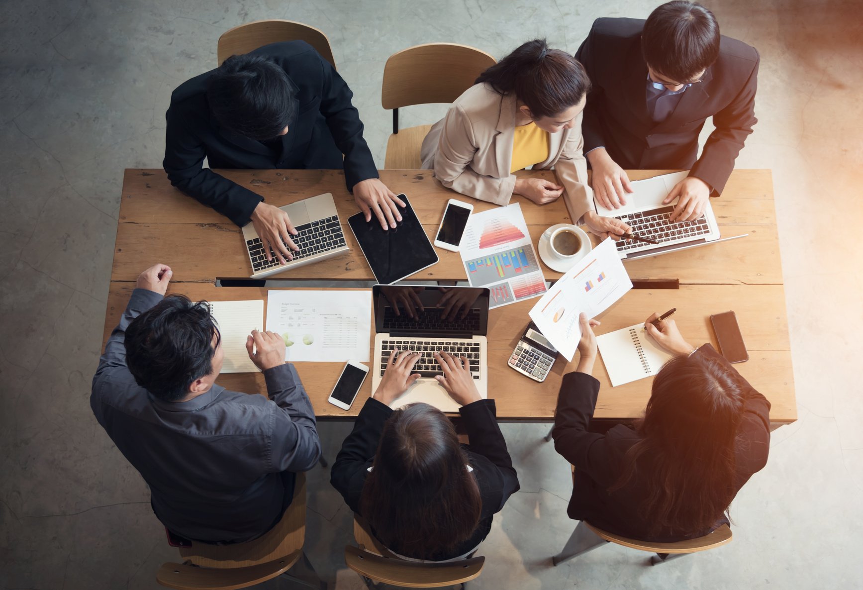 Business people meeting teamwork on meeting table in a modern office